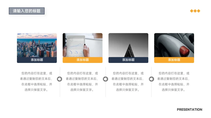 稳重商务黄蓝色系简约学习汇报PPT模板