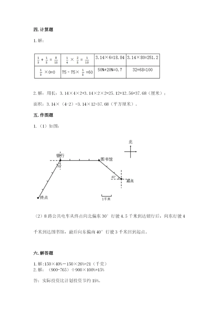 人教版六年级上册数学期末考试卷带答案（实用）.docx