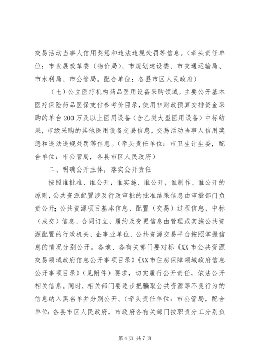 关于公共资源配置领域政府信息公开的实施意见.docx