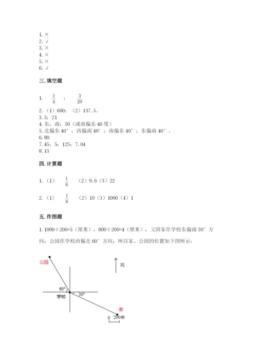 人教版小学六年级上册数学期末测试卷（有一套）word版.docx