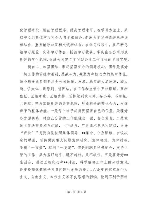 公司领导班子自身建设工作意见.docx