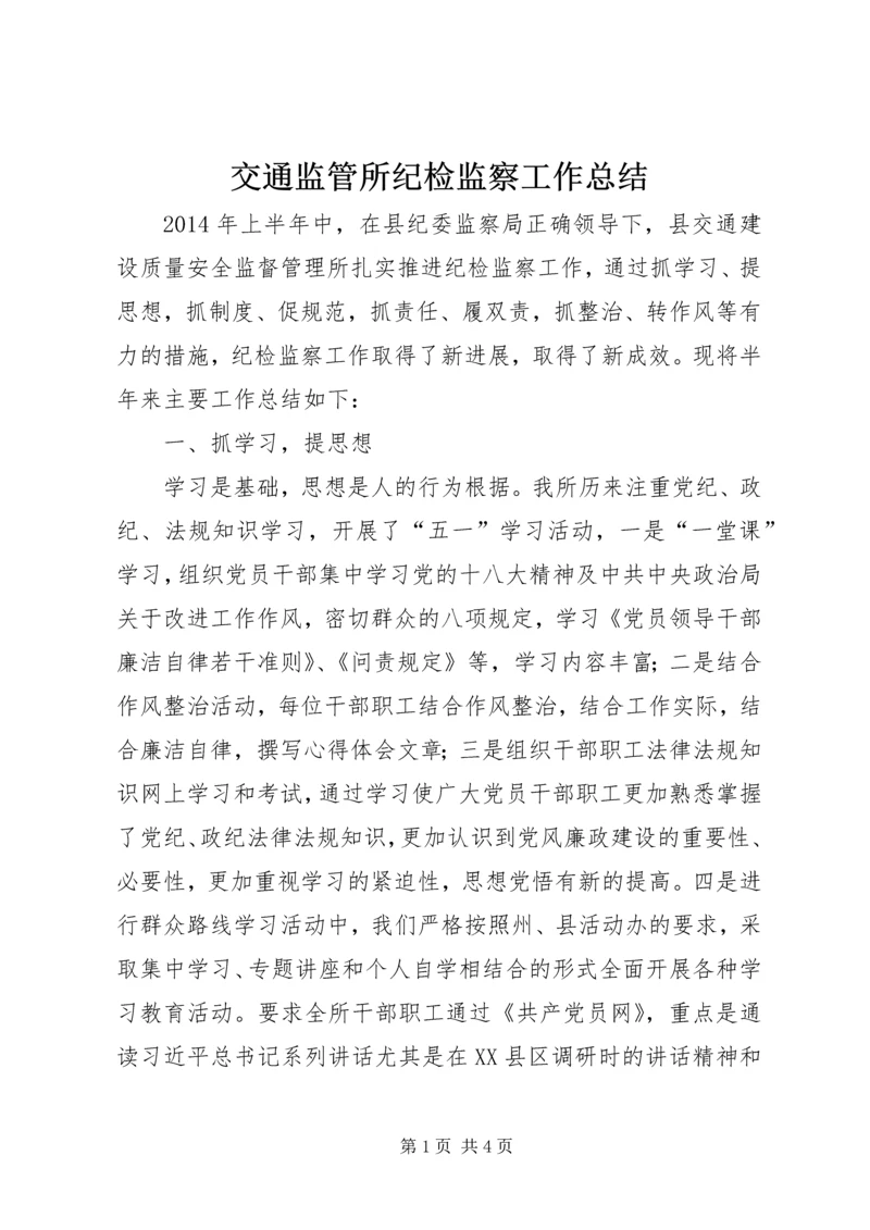 交通监管所纪检监察工作总结.docx