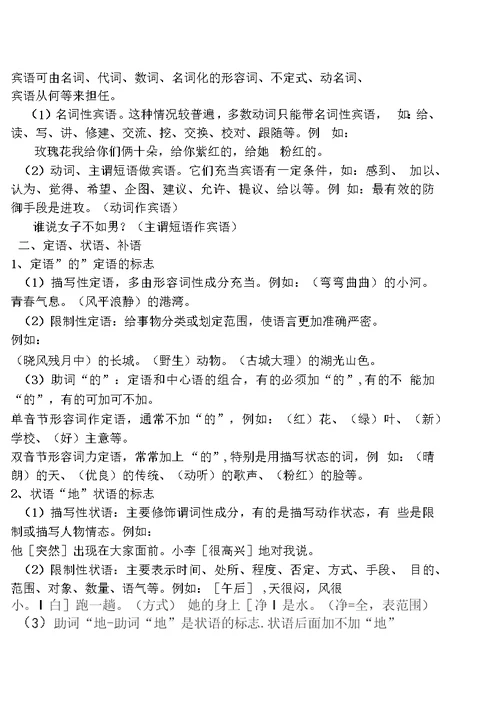 中考语文句子成分分析及其运用教案
