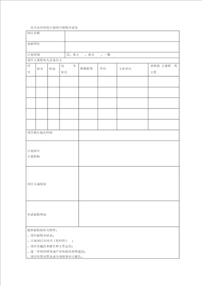 长沙市天心区科技计划项目验收申请表