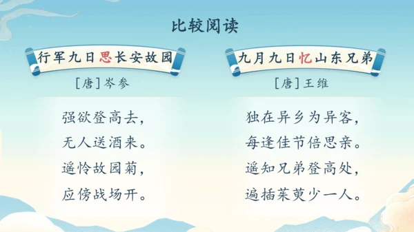 七年级上册第三单元课外古诗词诵读《行军九日思长安故园》《夜上受降城闻笛》第2课时课件（35张PPT）