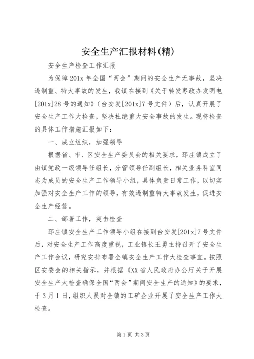 安全生产汇报材料(精) (5).docx