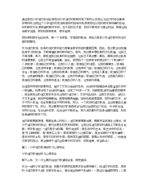 小学语文学习心得体会