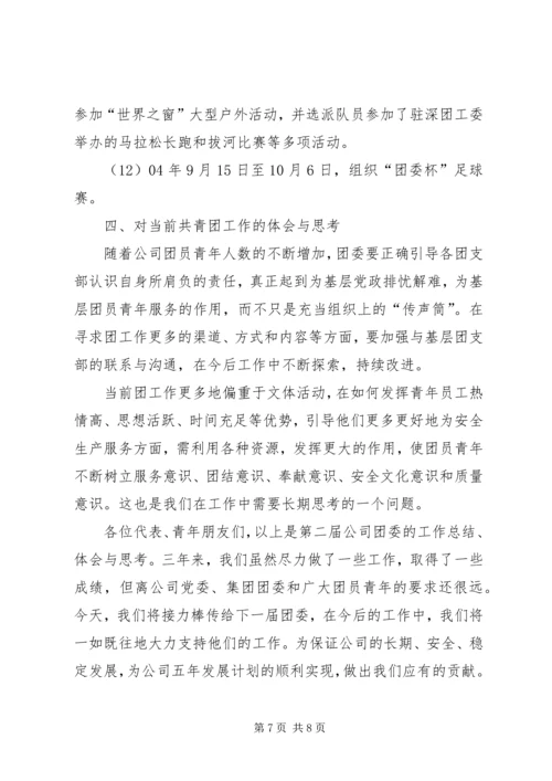 企业共青团委第二届委员会工作报告.docx