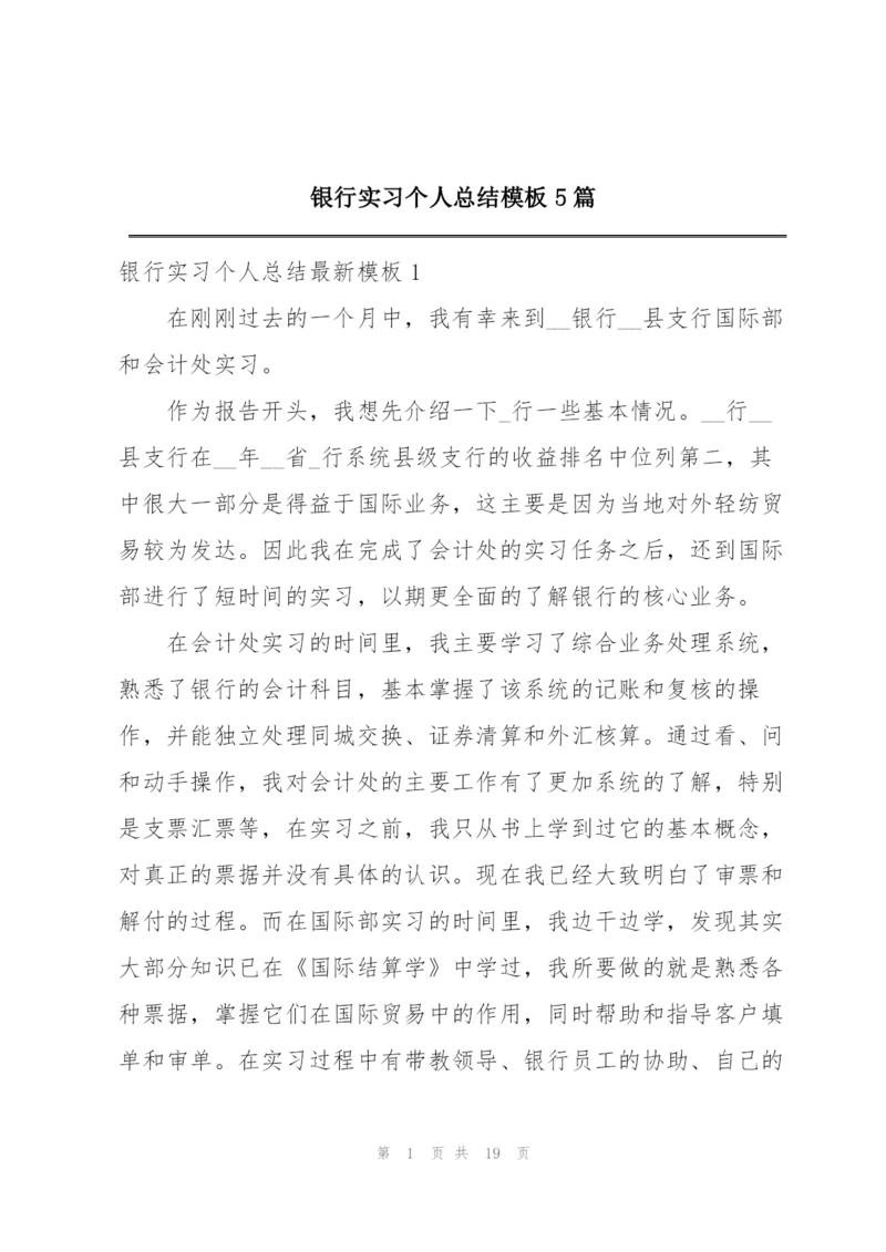 银行实习个人总结模板5篇.docx