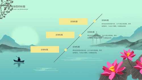 绿色水墨中国风荷花教学PPT模板