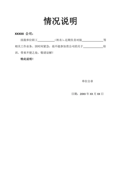 情况说明范文