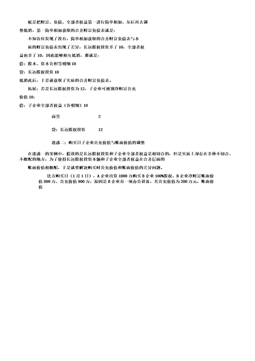 中级会计实务合并报表十大困惑