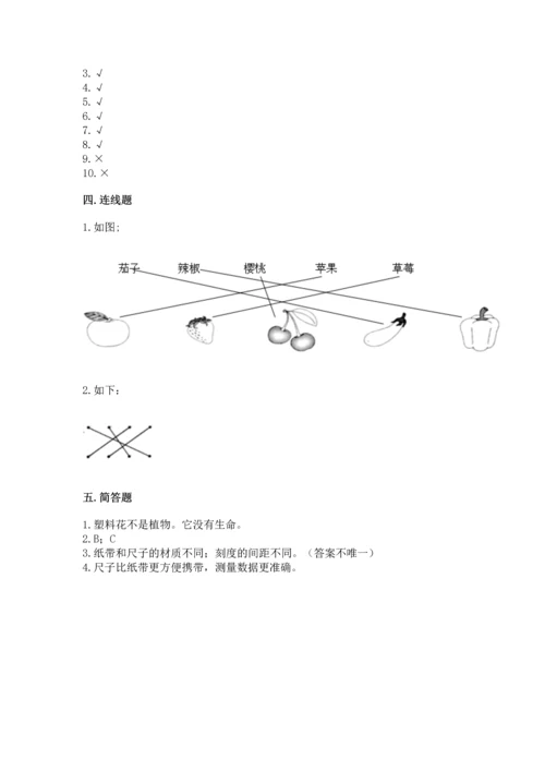 教科版一年级上册科学期末测试卷可打印.docx