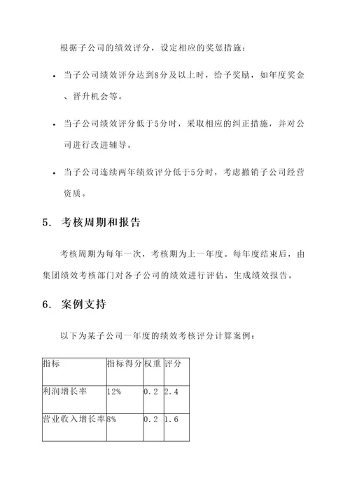 集团对子公司绩效考核方案