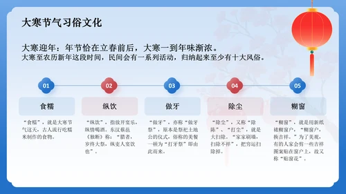 蓝色国潮风二十四节气科普介绍——大寒PPT模板