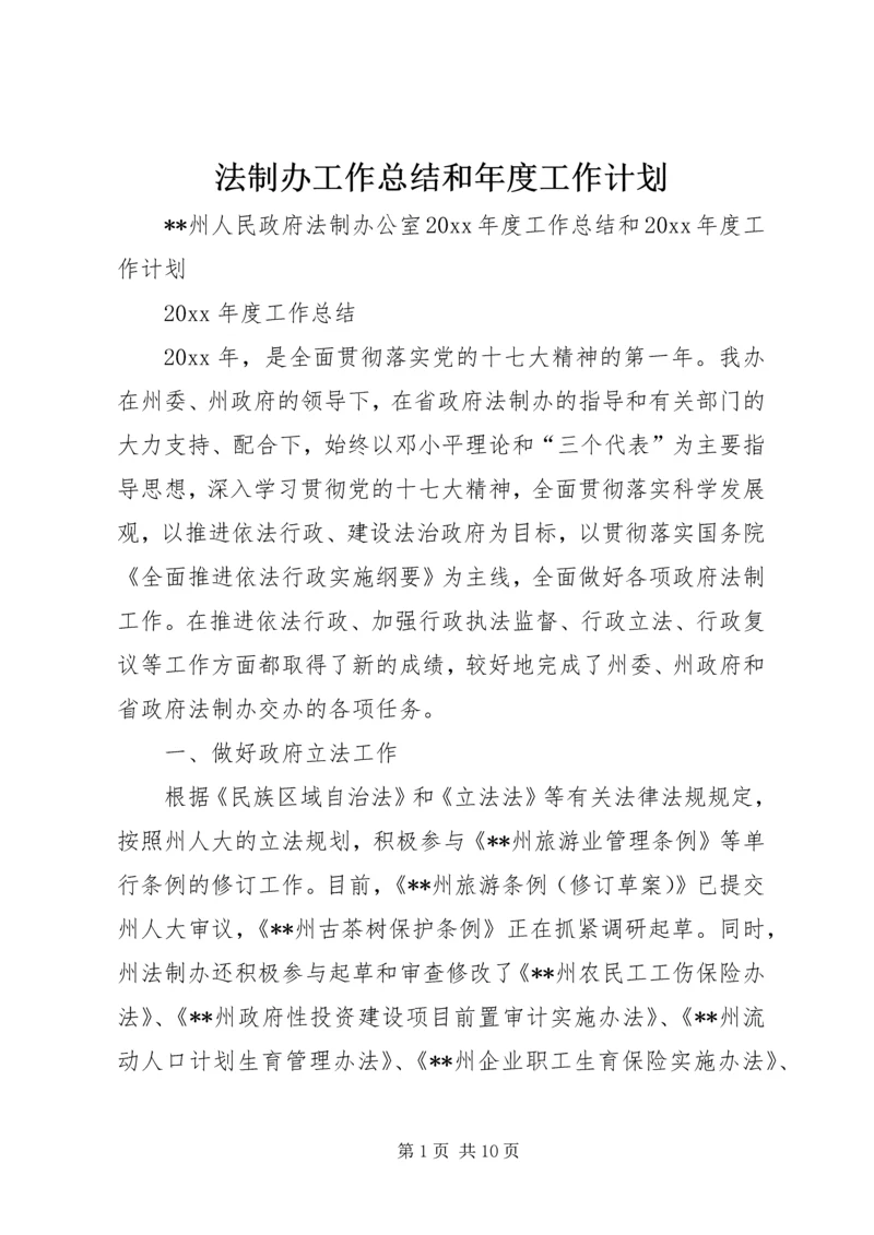 法制办工作总结和年度工作计划精编.docx