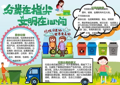 垃圾分类文明环保小学生Word小报