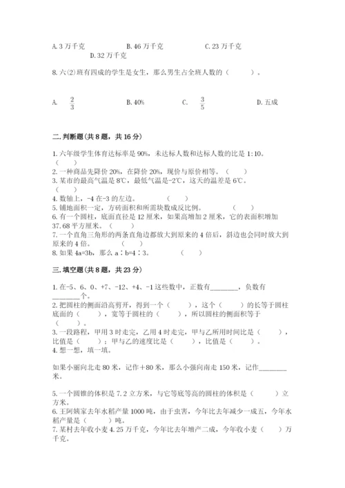 冀教版小学六年级下册数学期末检测试题（考点梳理）.docx