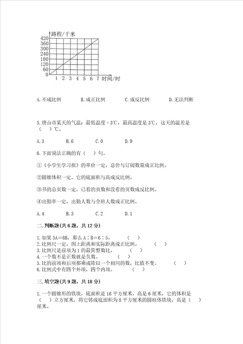 西师大版数学六年级下学期期末综合素养练习题易错题