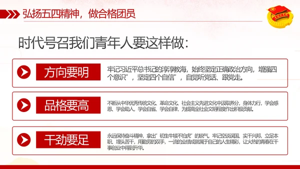 弘扬五四精神做新时代合格共青团员PPT模板