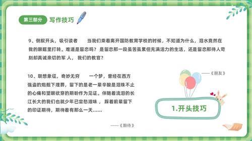 绿色清新卡通儿童小学生学作文方法与技巧培训课件PPT作文作文教学