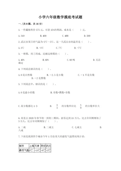 小学六年级数学摸底考试题word.docx
