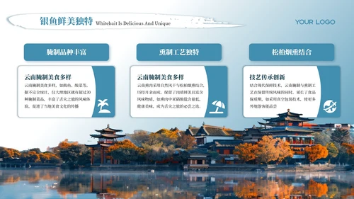 蓝色质感风云南旅游景点介绍PPT模板