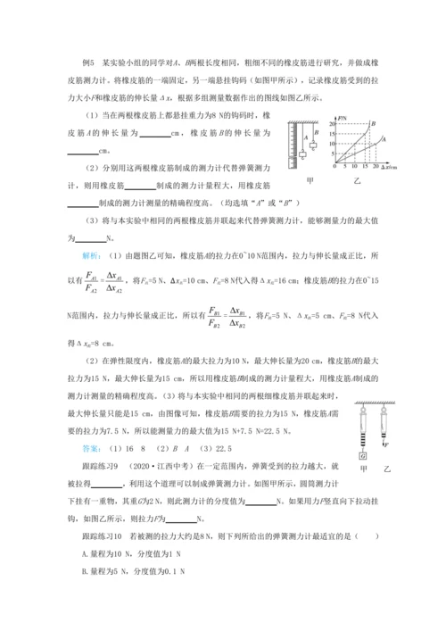 人教版物理八年级下第七章本章复习方案 教学详案