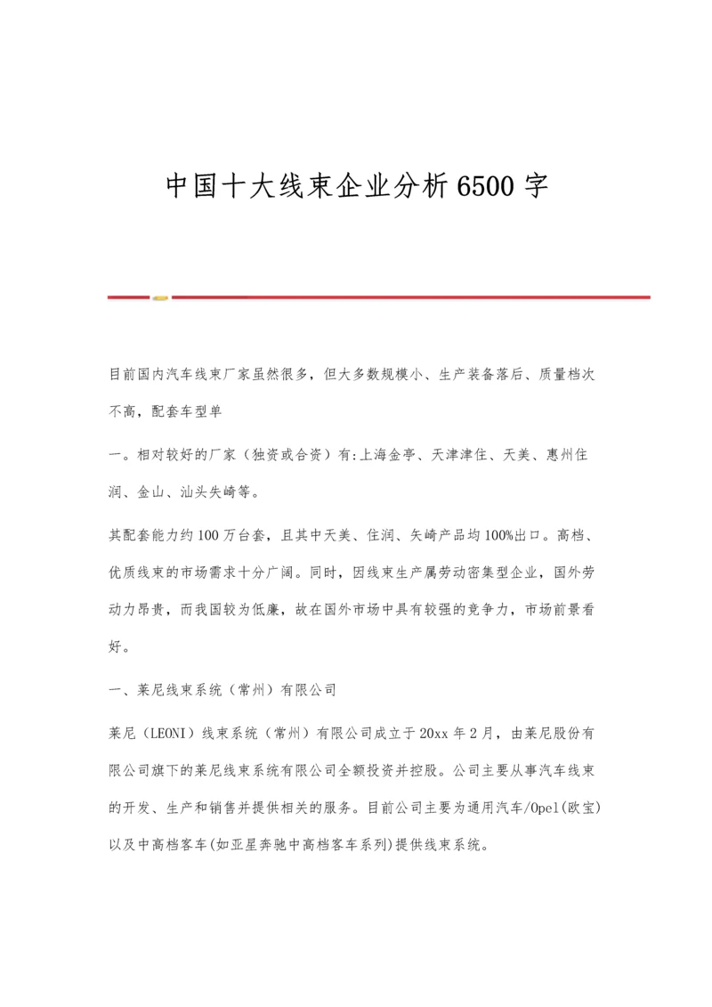 中国十大线束企业分析6500字.docx