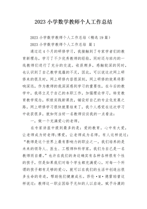 2023小学数学教师个人工作总结.docx