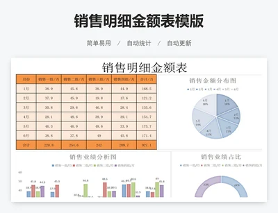 销售明细金额表模版