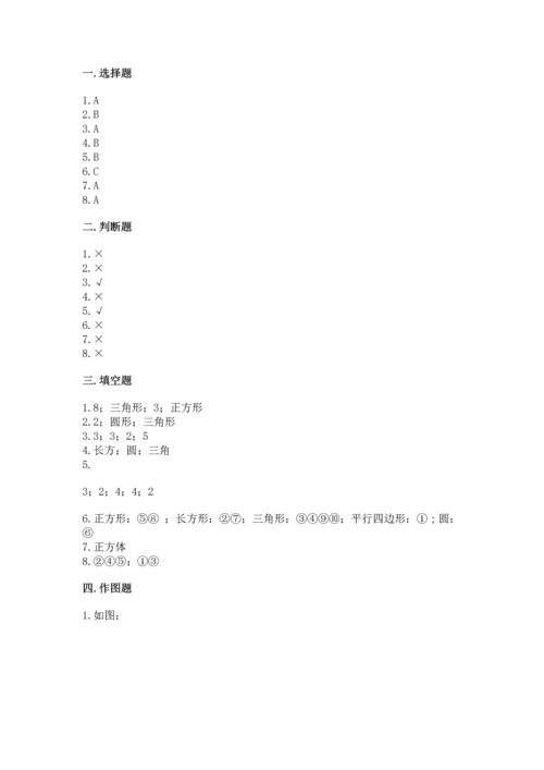 苏教版一年级下册数学第二单元 认识图形（二） 测试卷（突破训练）.docx