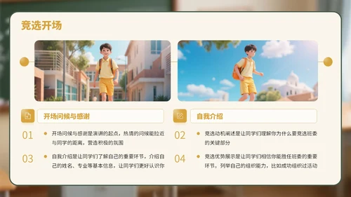 蓝绿色3D风学生班委竞选演讲PPT