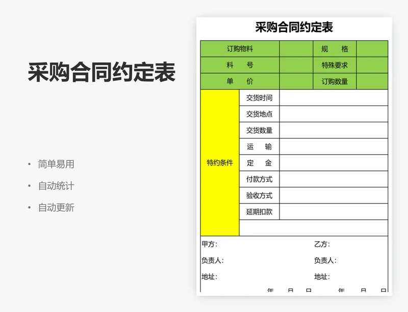 采购合同约定表