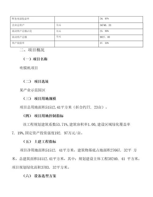 吹膜机项目发展规划与投资方案