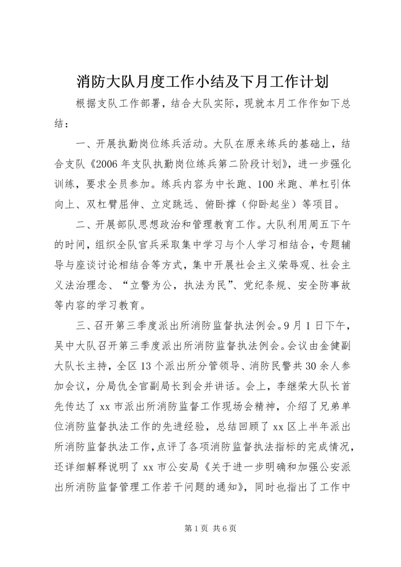 消防大队月度工作小结及下月工作计划.docx