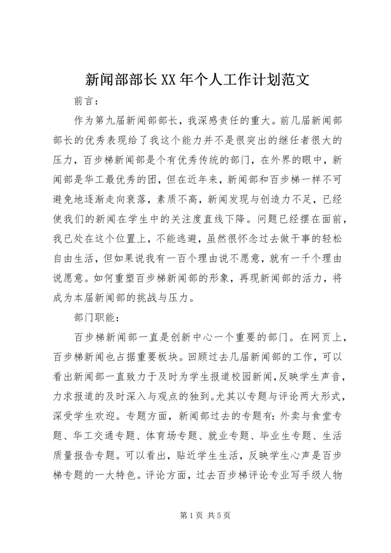 新闻部部长XX年个人工作计划范文.docx