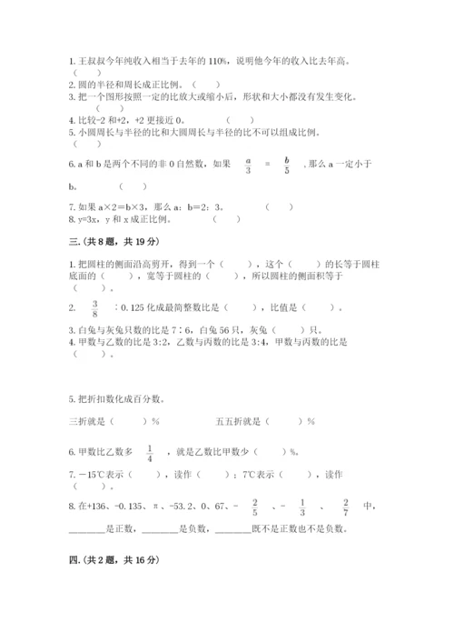 小学六年级数学期末自测题及完整答案（名校卷）.docx
