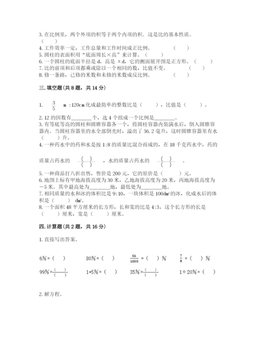 小学六年级下册数学期末卷含完整答案【典优】.docx