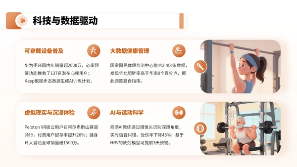 橙红色卡通风全民健身宣传PPT