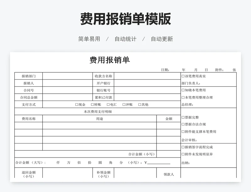 费用报销单模版