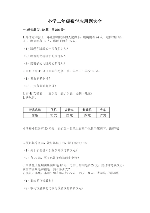 小学二年级数学应用题大全及参考答案【典型题】.docx