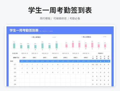 学生一周考勤签到表