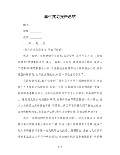 毕业大学生实习报告