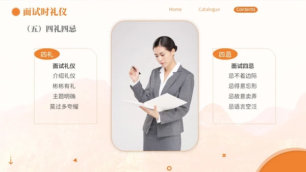 橙色简约商务面试礼仪培训PPT模板面试技巧面试
