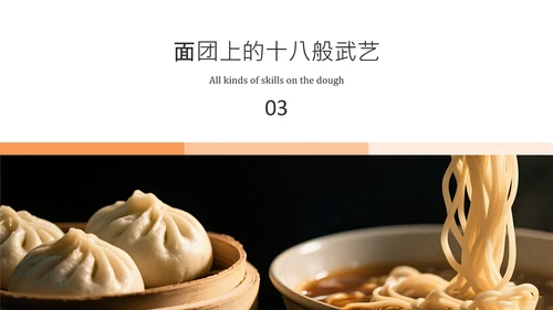 黑色橙色简约风中国面食介绍PPT模板