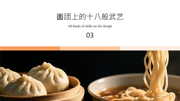 黑色橙色简约风中国面食介绍PPT模板