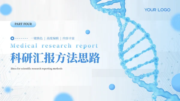 蓝色医学医疗科研汇报通用PPT模板