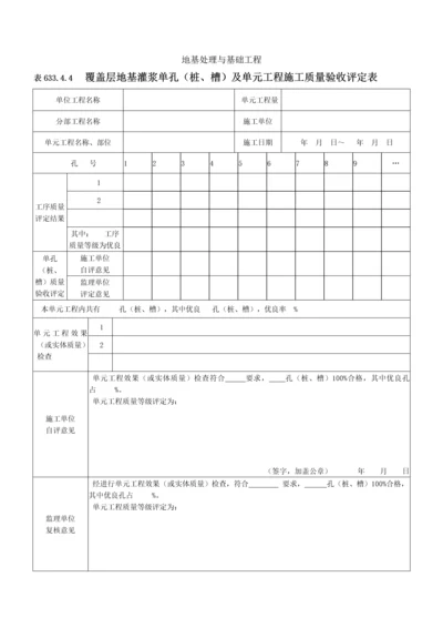 覆盖层地基灌浆单孔(桩、槽)及单元工程施工质量验收评定表.docx