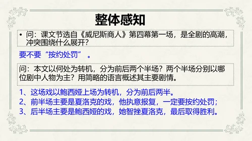 威尼斯商人教学课件PPT模板